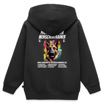 Professioneller Mnschentrainer Schäferhund Hund - Kinder Premium Organic Zip Hoodie - Schwarz - Hinten - AI Model Kid Male (0cm)