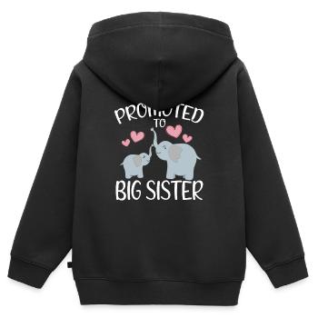 Promoted To Big Sister For Girls And Cute Elephant - Kids Premium Organic Zip-up Hoodie - black - Back - AI Model Kid Male (0cm)