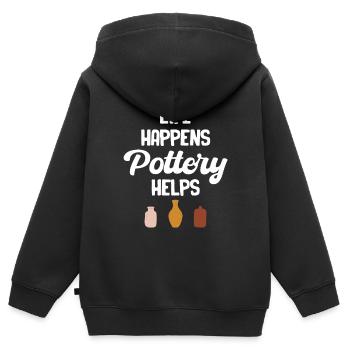 Das Leben Passiert Töpferei Helfen Crafty Wheel - Kinder Premium Organic Zip Hoodie - Schwarz - Hinten - AI Model Kid Male (0cm)