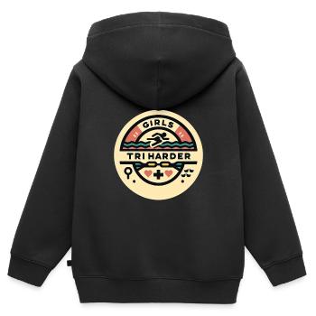 Filles Tri 8 - Sweat Premium à capuche zippé enfant bio - noir - Dos - AI Model Kid Male (0cm)