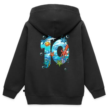 10th Birthday Sea Creatures - Kids Premium Organic Zip-up Hoodie - black - Back - AI Model Kid Male (0cm)