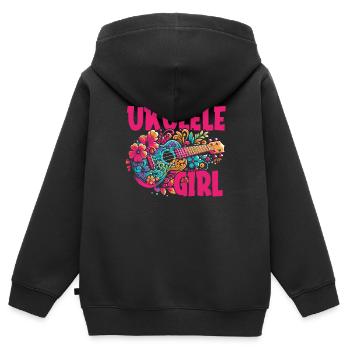 Ukulélé Ukulélé Fille - Sweat Premium à capuche zippé enfant bio - noir - Dos - AI Model Kid Male (0cm)