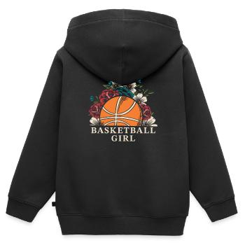 Basket-ball Fille Baller Fille - Sweat Premium à capuche zippé enfant bio - noir - Dos - AI Model Kid Male (0cm)