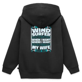 Planche à voile Planche à voile - Sweat Premium à capuche zippé enfant bio - noir - Dos - AI Model Kid Male (0cm)