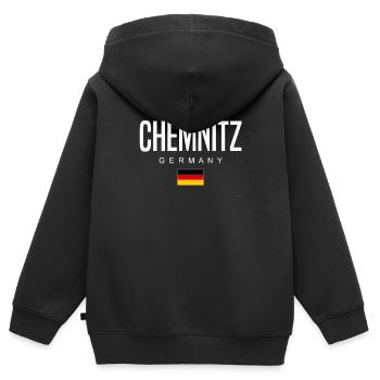 Chemnitz - Sweat Premium à capuche zippé enfant bio - noir - Dos - AI Model Kid Male (0cm)