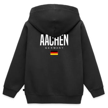 Aachen - Kinder Premium Organic Zip Hoodie - Schwarz - Hinten - AI Model Kid Male (0cm)