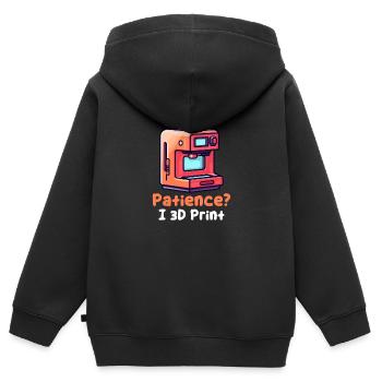 3D-Druck Geduld? I 3D-Druck - Kinder Premium Organic Zip Hoodie - Schwarz - Hinten - AI Model Kid Male (0cm)