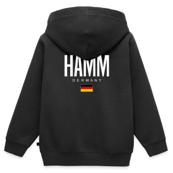 Hamm - Kinder Premium Organic Zip Hoodie - Schwarz - Hinten - AI Model Kid Male (0cm)