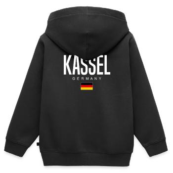 Kassel - Sweat Premium à capuche zippé enfant bio - noir - Dos - AI Model Kid Male (0cm)