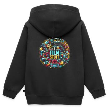 I Film Stuff 16 - Kinder Premium Organic Zip Hoodie - Schwarz - Hinten - AI Model Kid Male (0cm)