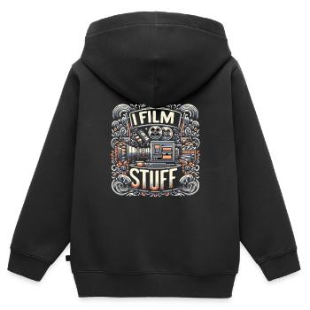 I Film Stuff 19 - Kinder Premium Organic Zip Hoodie - Schwarz - Hinten - AI Model Kid Male (0cm)