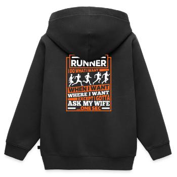 Runner Jogger Runner Running - Sweat Premium à capuche zippé enfant bio - noir - Dos - AI Model Kid Male (0cm)