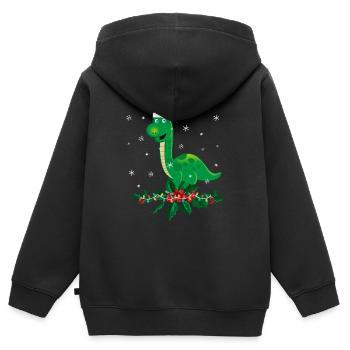 Brontosaurus Dino Geschenk - Kinder Premium Organic Zip Hoodie - Schwarz - Hinten - AI Model Kid Male (0cm)