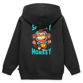 Singe courageux - Sweat Premium à capuche zippé enfant bio - noir - Dos - AI Model Kid Male (0cm)