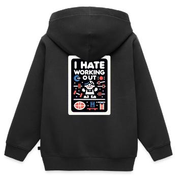 I Hate Working Out 5 - Kids Premium Organic Zip-up Hoodie - black - Back - AI Model Kid Male (0cm)