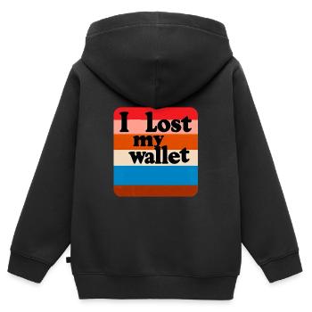 J’ai perdu mon portefeuille 16 - Sweat Premium à capuche zippé enfant bio - noir - Dos - AI Model Kid Male (0cm)
