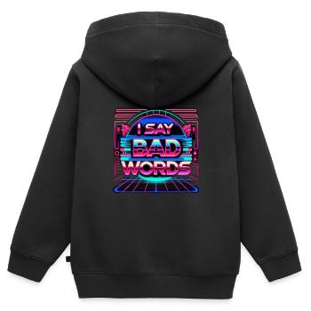 I Say Bad Words 12 - Kinder Premium Organic Zip Hoodie - Schwarz - Hinten - AI Model Kid Male (0cm)