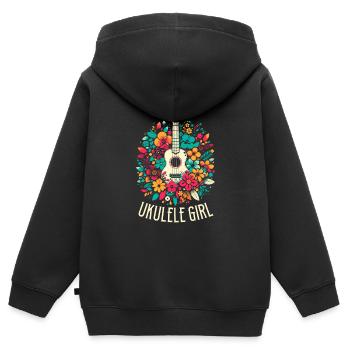 Ukulele Ukulele Girl - Kinder Premium Organic Zip Hoodie - Schwarz - Hinten - AI Model Kid Male (0cm)