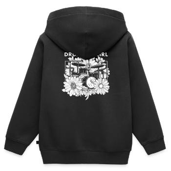 Batterie Batteur Batteur Batteur Fille - Sweat Premium à capuche zippé enfant bio - noir - Dos - AI Model Kid Male (0cm)
