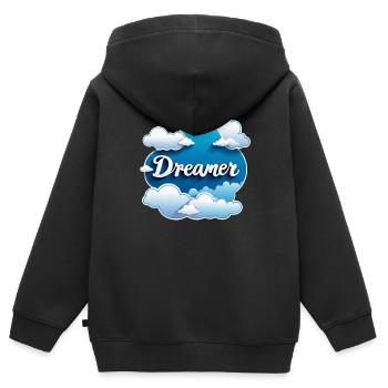 rêver - rêveur - rêveuse - rêve - rêverie - Sweat Premium à capuche zippé enfant bio - noir - Dos - AI Model Kid Male (0cm)