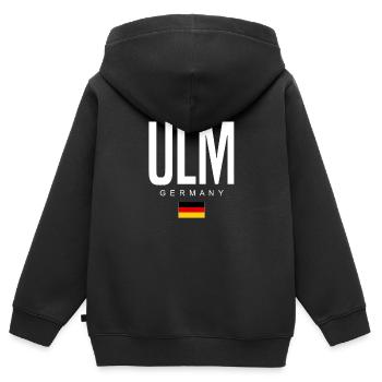 Ulm - Sweat Premium à capuche zippé enfant bio - noir - Dos - AI Model Kid Male (0cm)