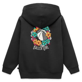 Basket-ball Fille Baller Fille - Sweat Premium à capuche zippé enfant bio - noir - Dos - AI Model Kid Male (0cm)