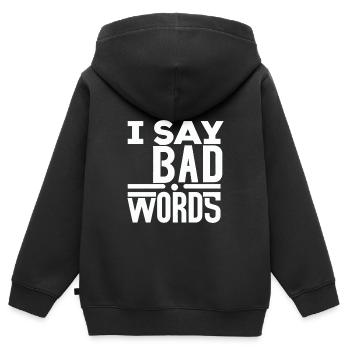 I Say Bad Words 5 - Kinder Premium Organic Zip Hoodie - Schwarz - Hinten - AI Model Kid Male (0cm)