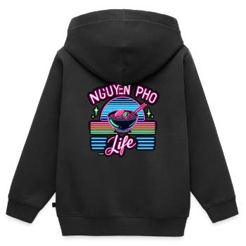 Nguyen Pho Life 5 - Kinder Premium Organic Zip Hoodie - Schwarz - Hinten - AI Model Kid Male (0cm)
