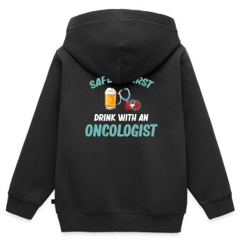 Safety First Drink Mit Einem Onkologen - Kinder Premium Organic Zip Hoodie - Schwarz - Hinten - AI Model Kid Male (0cm)