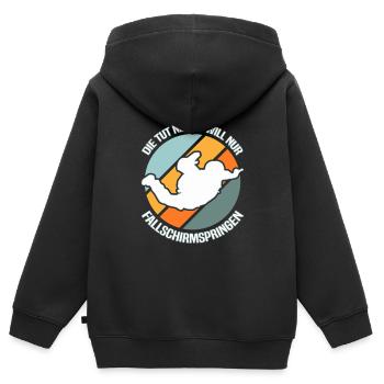 Fallschirmspringen Fallschirmspringer - Kinder Premium Organic Zip Hoodie - Schwarz - Hinten - AI Model Kid Male (0cm)