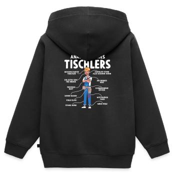 Anatomie d’un charpentier - Sweat Premium à capuche zippé enfant bio - noir - Dos - AI Model Kid Male (0cm)