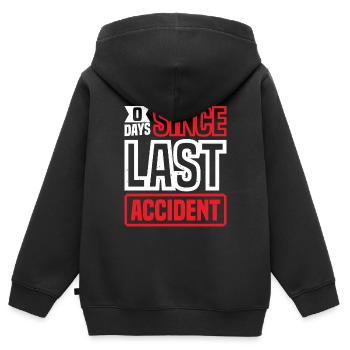 0 Days Since Last Accident 34 - Kinder Premium Organic Zip Hoodie - Schwarz - Hinten - AI Model Kid Male (0cm)