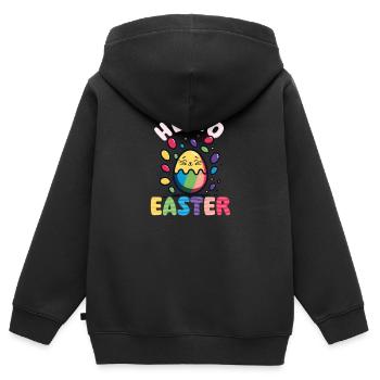 Katze Ostern Hallo Ostern - Kinder Premium Organic Zip Hoodie - Schwarz - Hinten - AI Model Kid Male (0cm)