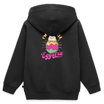 Katze Ostern Ich bin Little Eggstra - Kinder Premium Organic Zip Hoodie - Schwarz - Hinten - AI Model Kid Male (0cm)
