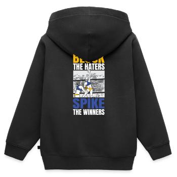 Volleyball Volleyballer - Kinder Premium Organic Zip Hoodie - Schwarz - Hinten - AI Model Kid Male (0cm)