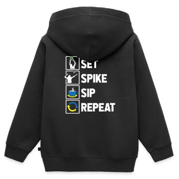 Volleyball Volleyballer Koffein - Kinder Premium Organic Zip Hoodie - Schwarz - Hinten - AI Model Kid Male (0cm)