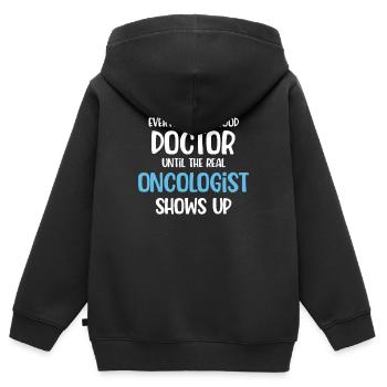 Jeder Ist Ein Guter Arzt Lustiger Onkologe - Kinder Premium Organic Zip Hoodie - Schwarz - Hinten - AI Model Kid Male (0cm)