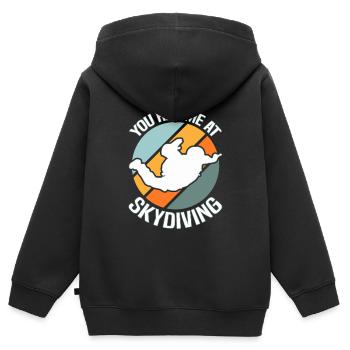 Fallschirmspringen Fallschirmspringer - Kinder Premium Organic Zip Hoodie - Schwarz - Hinten - AI Model Kid Male (0cm)