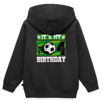 4th birthday Boy Soccer 4 Years Old Gifts - Kinder Premium Organic Zip Hoodie - Schwarz - Hinten - AI Model Kid Male (0cm)