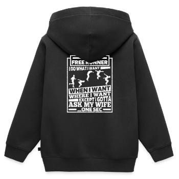 Parkour Witzig - Kinder Premium Organic Zip Hoodie - Schwarz - Hinten - AI Model Kid Male (0cm)