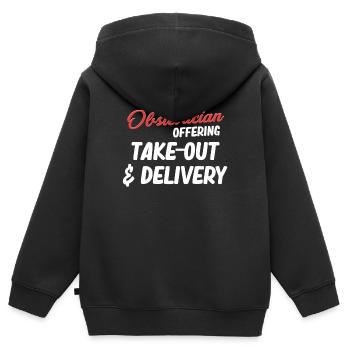 Obstetrician offers gynecologist takeaway - Kids Premium Organic Zip-up Hoodie - black - Back - AI Model Kid Male (0cm)