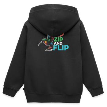 Kolibri - Kinder Premium Organic Zip Hoodie - Schwarz - Hinten - AI Model Kid Male (0cm)