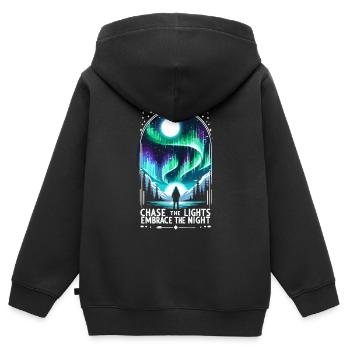 Polarlicht-aurora-verfolger Alaska Wilderness - Kinder Premium Organic Zip Hoodie - Schwarz - Hinten - AI Model Kid Male (0cm)