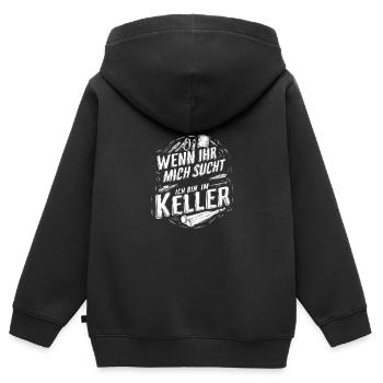 Wenn Ihr Mich Sucht Ich Bin Im Keller Freizeit - Kinder Premium Organic Zip Hoodie - Schwarz - Hinten - AI Model Kid Male (0cm)
