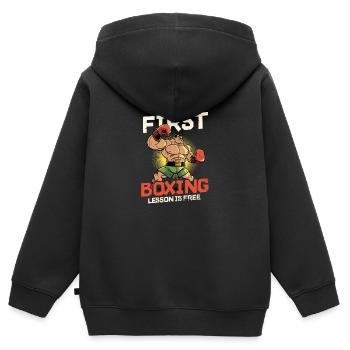 Boxen Erste Lektion kostenlos - Kinder Premium Organic Zip Hoodie - Schwarz - Hinten - AI Model Kid Male (0cm)