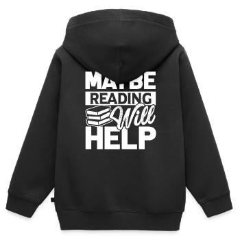 Reading Maybe Reading Will Help - Kids Premium Organic Zip-up Hoodie - black - Back - AI Model Kid Male (0cm)