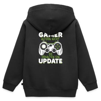 GAMER altern nicht sie erhalten ein UPDATE - Kinder Premium Organic Zip Hoodie - Schwarz - Hinten - AI Model Kid Male (0cm)