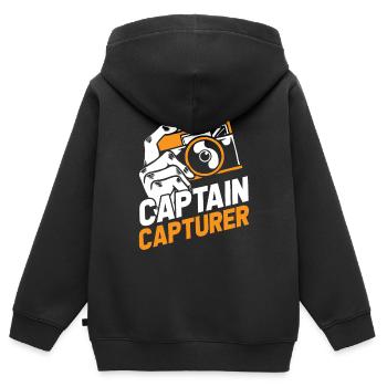 Photographe Photographie Appareil photo Capturez l’instant - Sweat Premium à capuche zippé enfant bio - noir - Dos - AI Model Kid Male (0cm)
