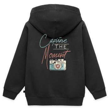 Photographe Photographie Appareil photo Capturez l’instant - Sweat Premium à capuche zippé enfant bio - noir - Dos - AI Model Kid Male (0cm)