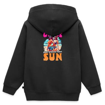 Sommerferien wollen Sonne haben - Kinder Premium Organic Zip Hoodie - Schwarz - Hinten - AI Model Kid Male (0cm)